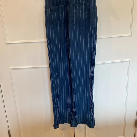 Anthropologie Ett:twa Peplum Striped Denim Jumpsuit Size Small - Picture 12 of 15